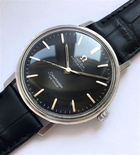 omega seamaster deville black dial|omega seamaster deville vintage automatic.